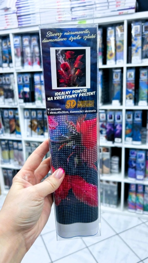 Haft Diamentowy Diamond Painting Mozaika Kwiaty Róża Bukiet Róż