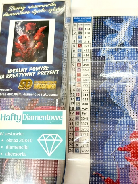 Haft Diamentowy Diamond Painting Mozaika Kwiaty Róża Bukiet Róż