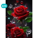 Haft Diamentowy Diamond Painting Mozaika Kwiaty Róża Czerwona Bukiet
