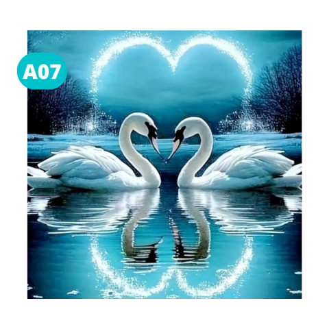 Haft Diamentowy Diamond Painting Mozaika Łabędź Łabędzie Jezioro Nocą