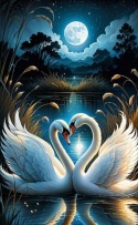 Haft Diamentowy Diamond Painting Mozaika Łabędzie Pełnia Księżyc