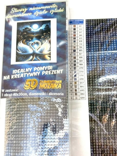 Haft Diamentowy Diamond Painting Mozaika Łabędzie Pełnia Księżyc