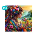 Haft Diamentowy Diamond Painting Mozaika Lato Kobieta Kwiaty Łąka
