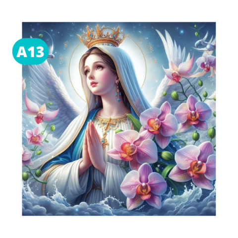 Haft Diamentowy Diamond Painting Mozaika Maryja Kwiaty Modlitwa Boska