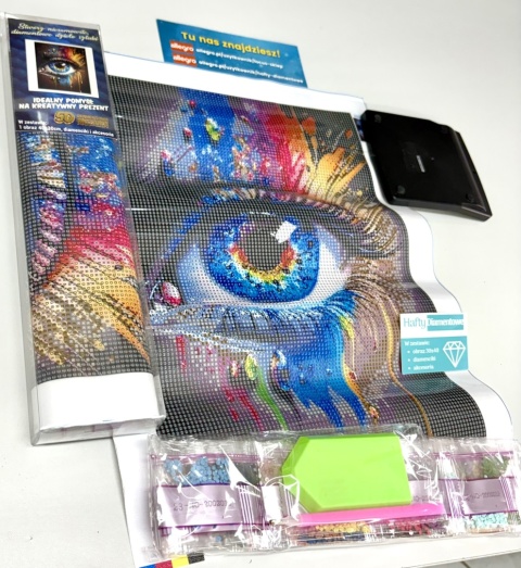 Haft Diamentowy Diamond Painting Mozaika Oko Twarz Kolory