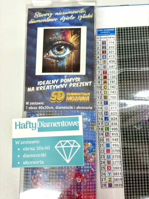 Haft Diamentowy Diamond Painting Mozaika Oko Twarz Kolory