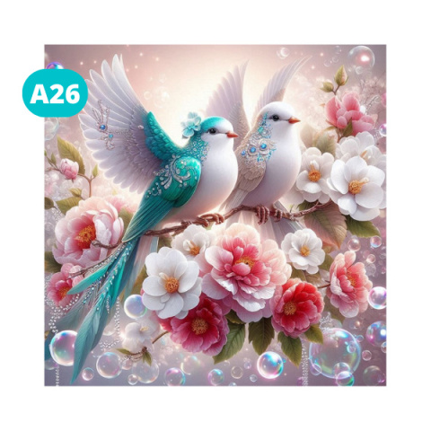 Haft Diamentowy Diamond Painting Mozaika Ptak Ptaki Kwiaty Róże