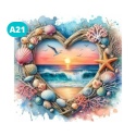 Haft Diamentowy Diamond Painting Mozaika Serce Plaża Muszle Morze