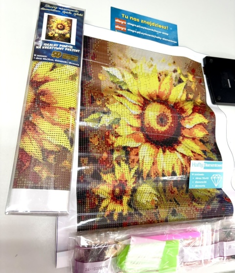 Haft Diamentowy Diamond Painting Mozaika Słonecznik Słoneczniki Kwiaty