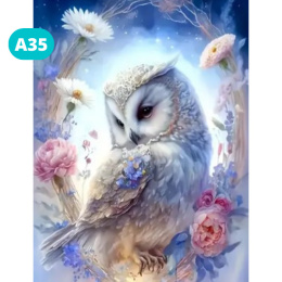Haft Diamentowy Diamond Painting Mozaika Sowa Biała Kwiaty Piwonie Róże Fantasy