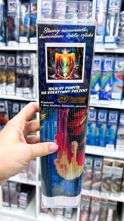 Haft Diamentowy Diamond Painting Mozaika Świeca Las Krajobraz Wodospad