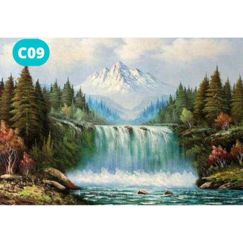 Haft Diamentowy Diamond Painting Mozaika Wodospad Góry Las