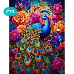 Haft Diamentowy Diamond Painting Paw Pawie Kolorowe Pióra Kwiaty Róże