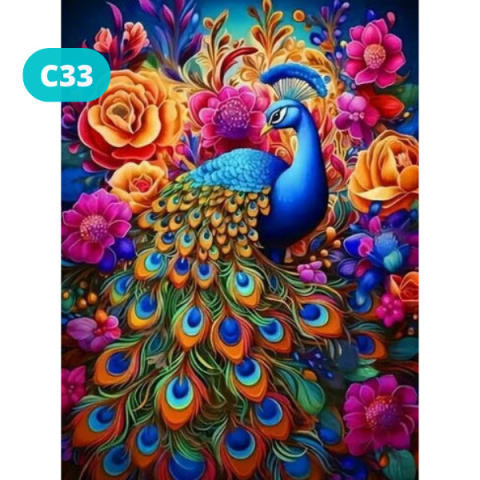 Haft Diamentowy Diamond Painting Paw Pawie Kolorowe Pióra Kwiaty Róże