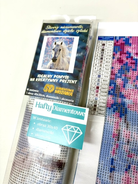 Haft Diamentowy Koń Konie Kwiaty Diamond Painting Mozaika Zestaw