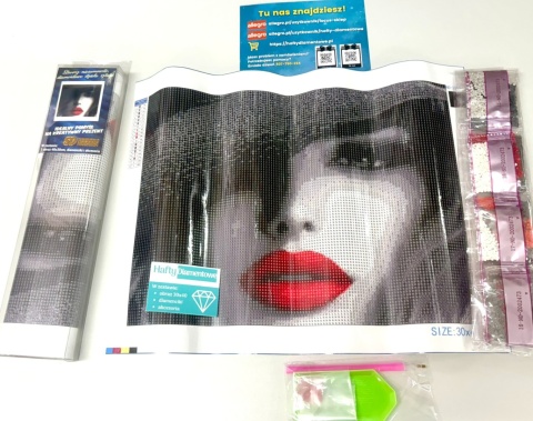 Haft Diamentowy Malowanie Diamentami Diamond Painting Mozaika Kobieta Czerwone Usta