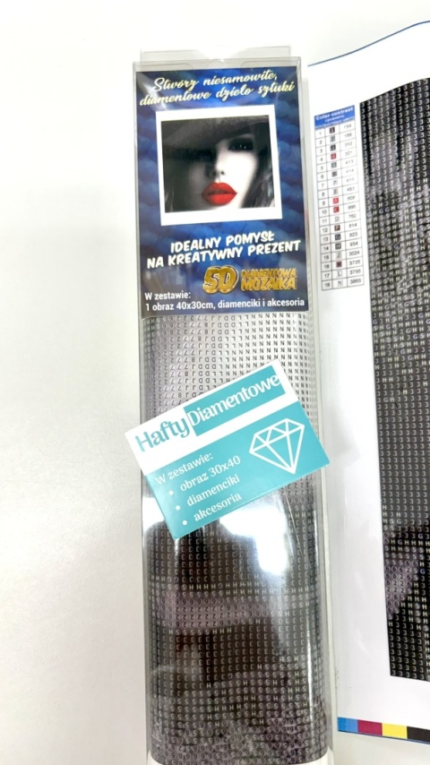 Haft Diamentowy Malowanie Diamentami Diamond Painting Mozaika Kobieta Czerwone Usta