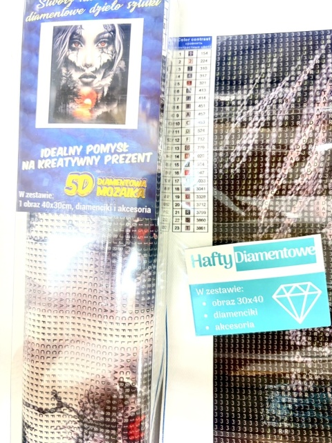 Haft Diamentowy Malowanie Diamentami Diamond Painting Mozaika Kobieta Zachód Słońca Las