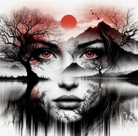 Haft Diamentowy Malowanie Diamentami Diamond Painting Mozaika Kobieta Zachód Słońca