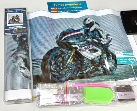 Haft Diamentowy Motor Motocykl Motocyklista Mozaika Diamond Painting Zestaw
