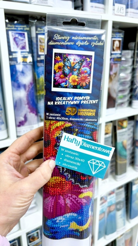 Haft Diamentowy Motyl Kwiaty Diamond Painting Mozaika Zestaw Kreatywny