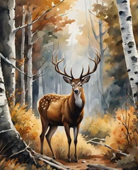 Haft Diamentowy Mozaika Diamentowa Malowanie Diamentami Jeleń Las Krajobraz