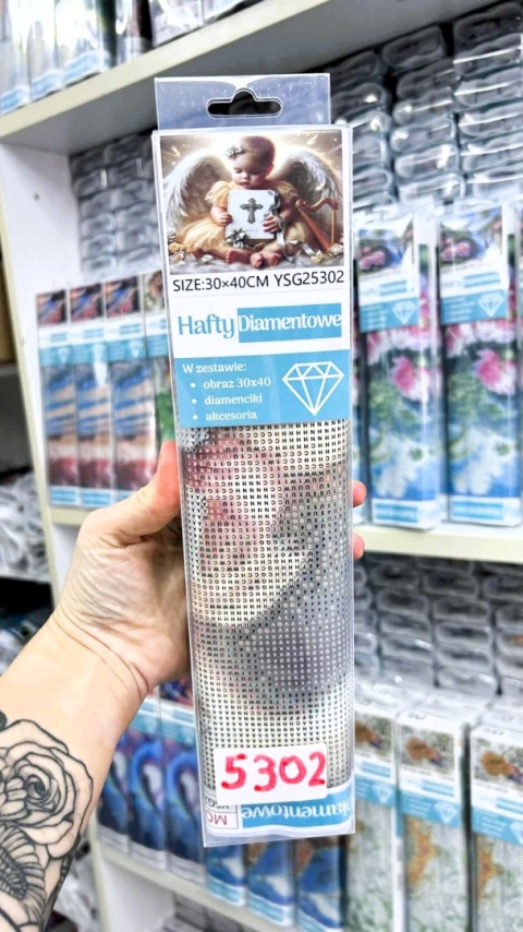 Haft Diamentowy Mozaika Diamond Painting Chrzest Dziecko Krzyż Jezus