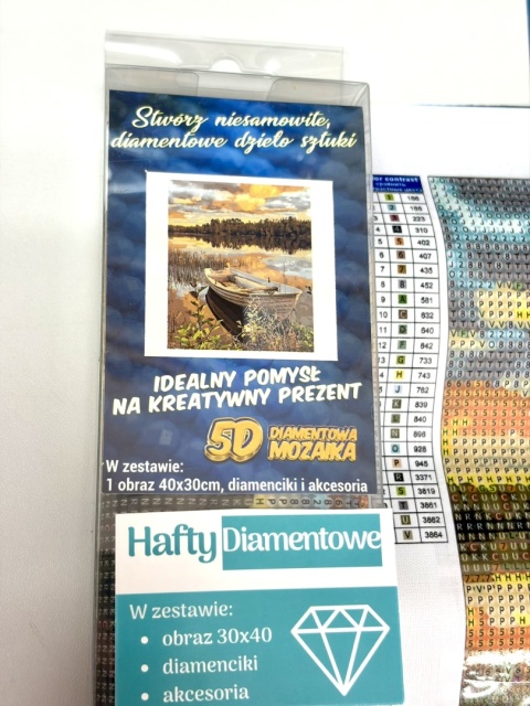 Haft Diamentowy Mozaika Diamond Painting Łódka Morze Pejzaż Krajobraz