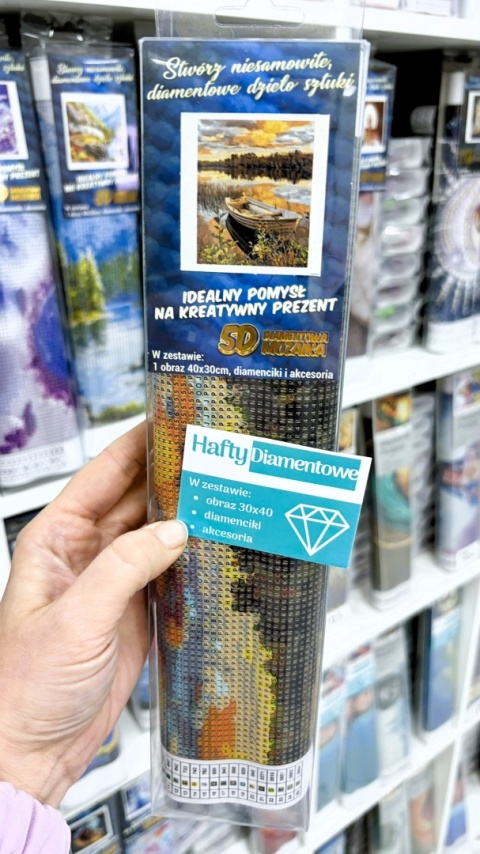 Haft Diamentowy Mozaika Diamond Painting Łódka Morze Pejzaż Krajobraz