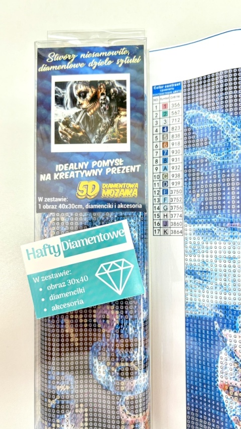 Haft Diamentowy Mozaika Diamond Painting Malowanie Diamentami Czaszka Kobieta Śmierć Zombie