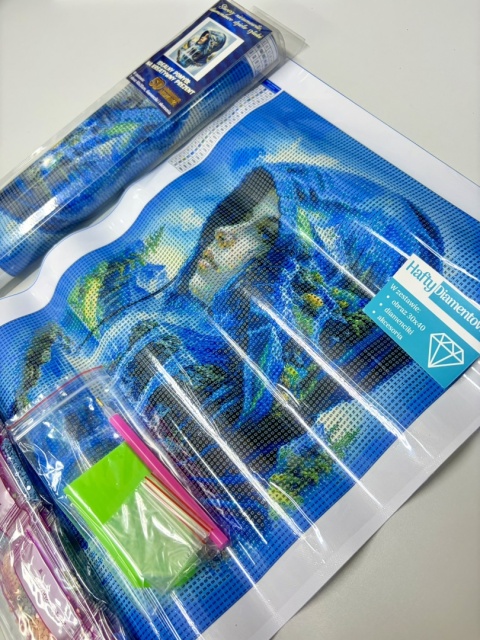 Haft Diamentowy Mozaika Diamond Painting Malowanie Diamentami Góry Kobieta Krajobraz Wodospad