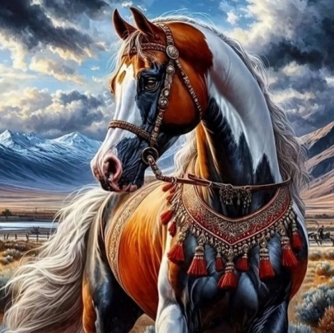 Haft Diamentowy Mozaika Diamond Painting Malowanie Diamentami Koń Konie