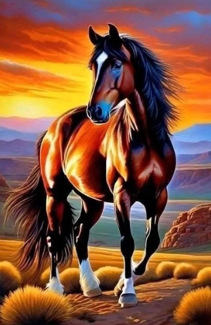 Haft Diamentowy Mozaika Diamond Painting Malowanie Diamentami Koń Konie