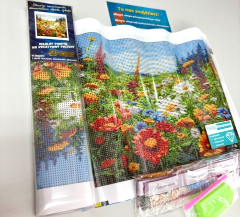 Haft Diamentowy Mozaika Diamond Painting Malowanie Diamentami Kwiaty Polne Maki Słoneczniki