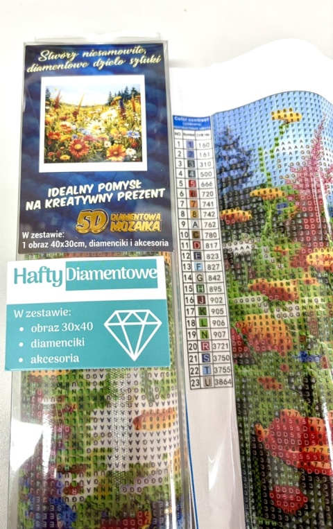 Haft Diamentowy Mozaika Diamond Painting Malowanie Diamentami Kwiaty Polne Maki Słoneczniki