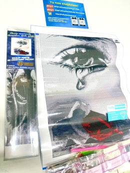 Haft Diamentowy Mozaika Diamond Painting Malowanie Diamentami Oko Łza Róża Kwiat