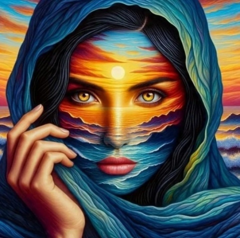 Haft Diamentowy Mozaika Diamond Painting Malowanie Diamentami Piękna Kobieta Morze Słońce