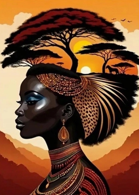 Haft Diamentowy Mozaika Diamond Painting Malowanie Diamentami Kobieta Sawanna