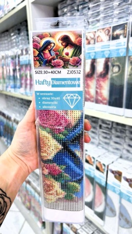Haft Diamentowy Mozaika Diamond Painting Maryja Jezus Kwiaty Róże