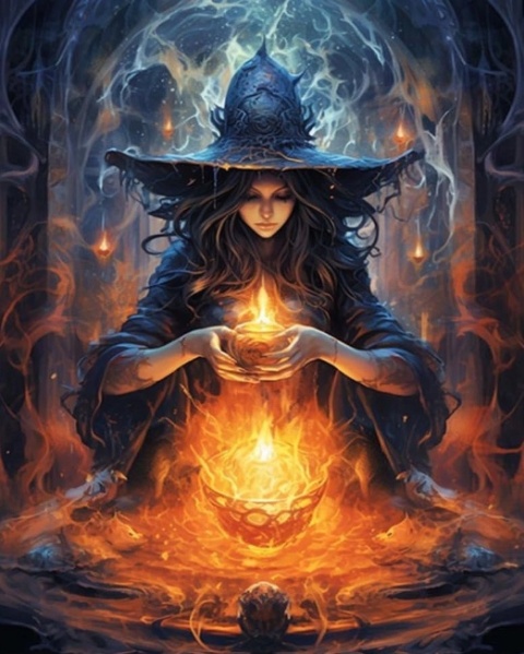 Haft Diamentowy Mozaika Diamond Painting Mozaika Czarownica Wiedżma Magia Energia