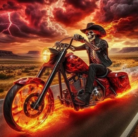 Haft Diamentowy Mozaika Diamond Painting Mozaika Motor Motocykl Czaszka Kościotrup