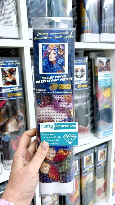 Haft Diamentowy Mozaika Diamond Painting Mozaika Motyle Kwiaty Kobieta