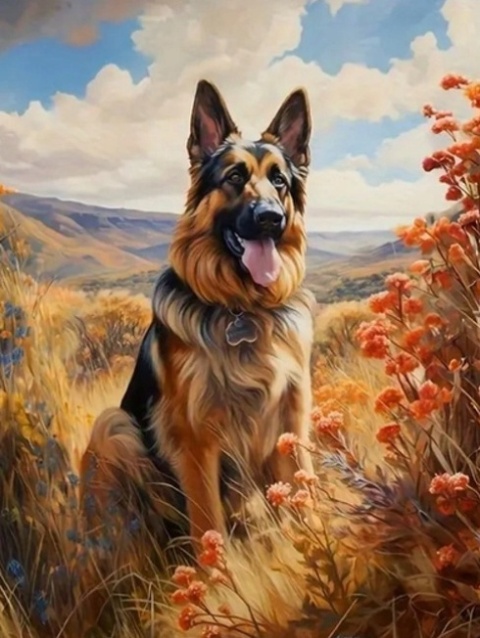 Haft Diamentowy Mozaika Diamond Painting Mozaika Pies Owczarek Niemiecki