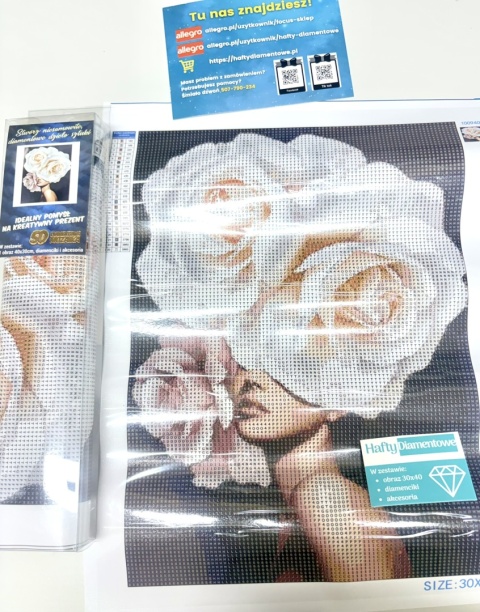 Haft Diamentowy Mozaika Diamond Painting Mozaika Róża Kwiaty Kobieta