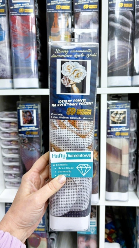 Haft Diamentowy Mozaika Diamond Painting Mozaika Róża Kwiaty Kobieta