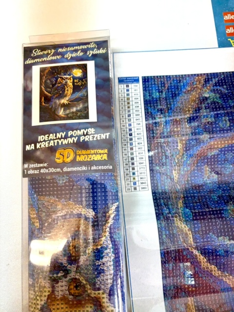 Haft Diamentowy Mozaika Diamond Painting Mozaika Sowa Pełnia Księżyc Noc