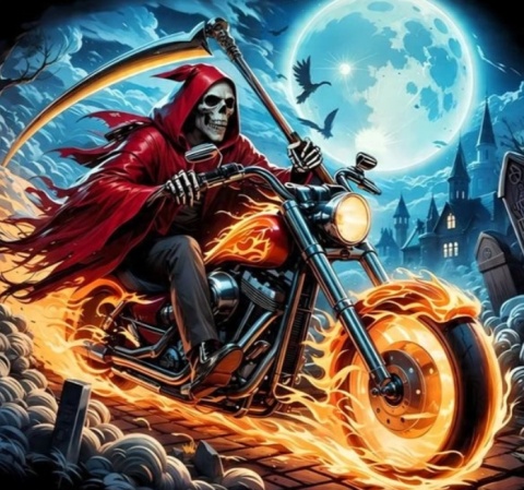 Haft Diamentowy Mozaika Diamond Painting Mozaika Żniwiarz Motocykl Motor