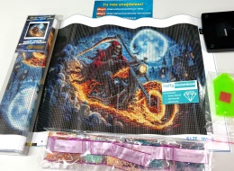 Haft Diamentowy Mozaika Diamond Painting Mozaika Żniwiarz Motocykl Motor