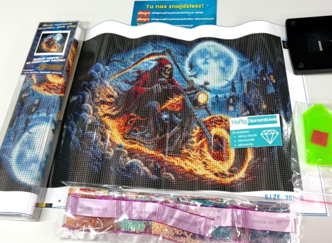 Haft Diamentowy Mozaika Diamond Painting Mozaika Żniwiarz Motocykl Motor