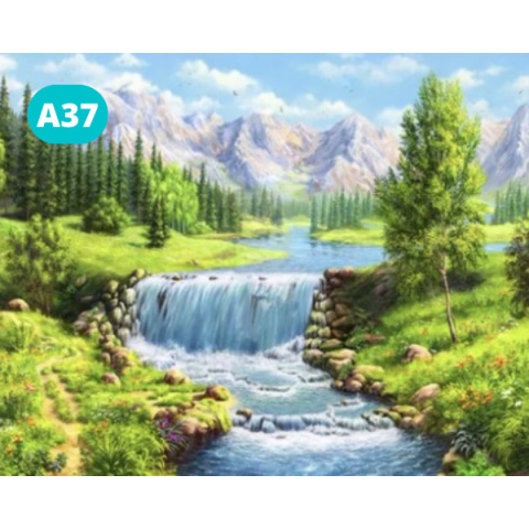 Haft Diamentowy Mozaika Diamond Painting Wodospad Krajobraz Pejzaż